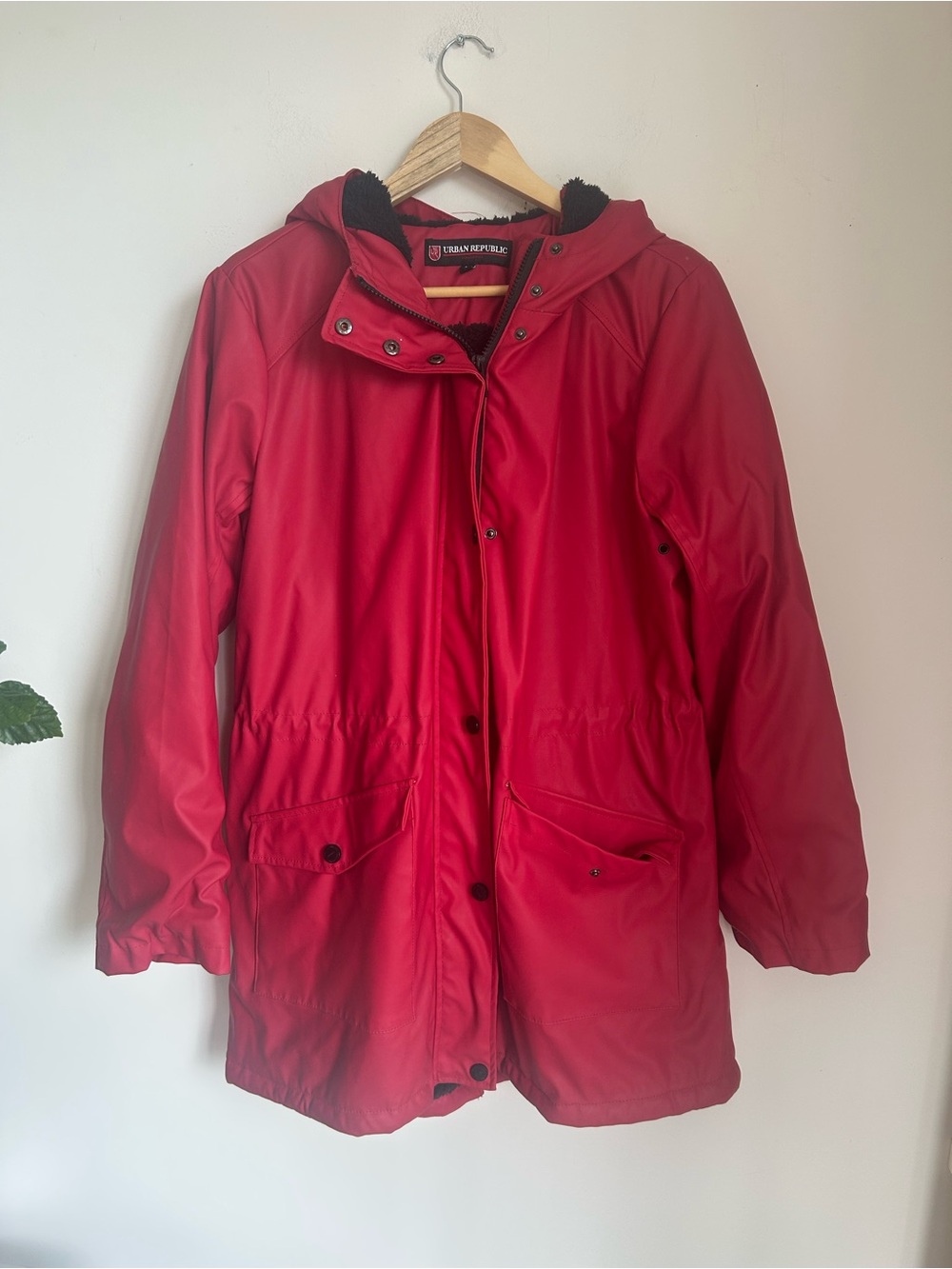 Urban Republic Women's Red Hooded Parka Jacket